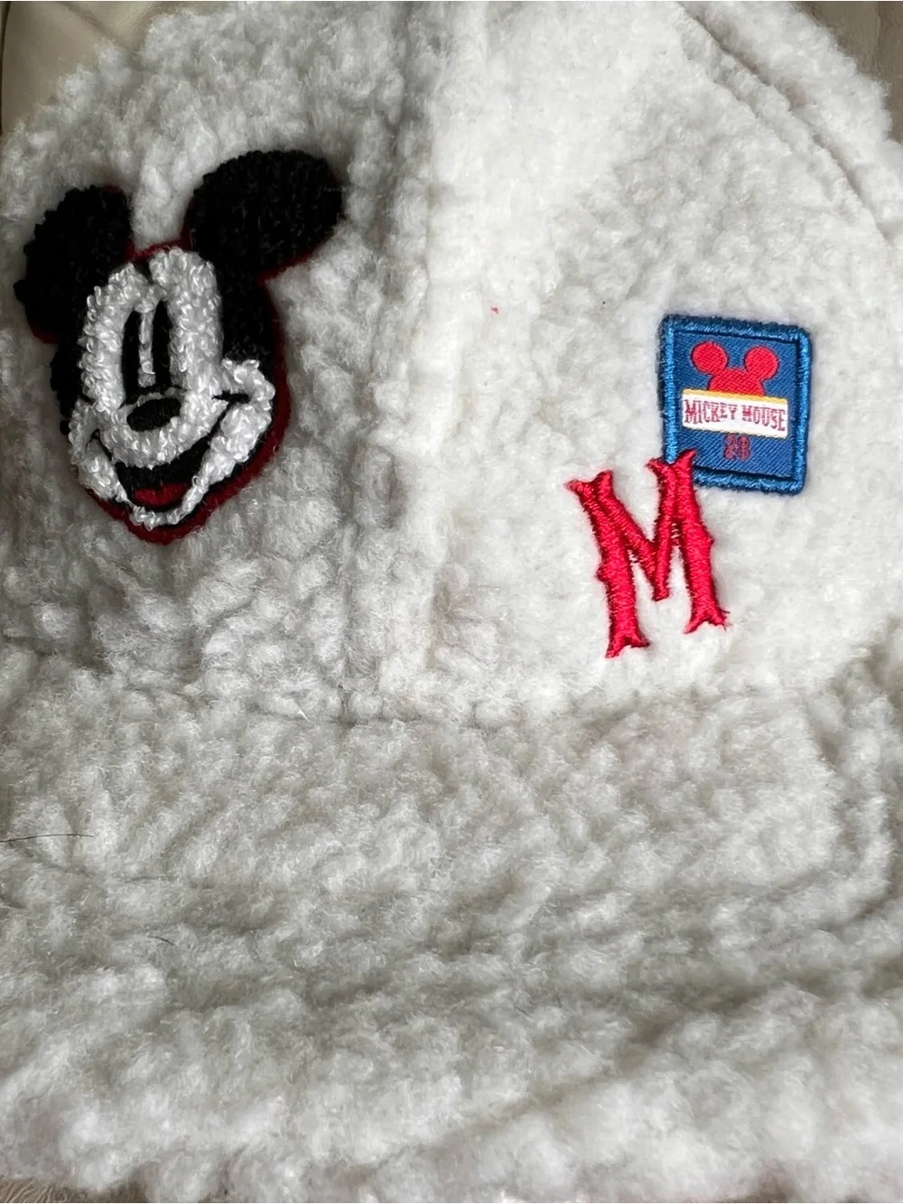 Disney Mickey Mouse Ear Flap White Faux Fur Fleece Hat XS/S (3-6) 52 cm NWT!
